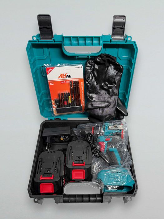 Беспроводной Шуруповерт Alfa Tools 21В, 2 аккумулятора
