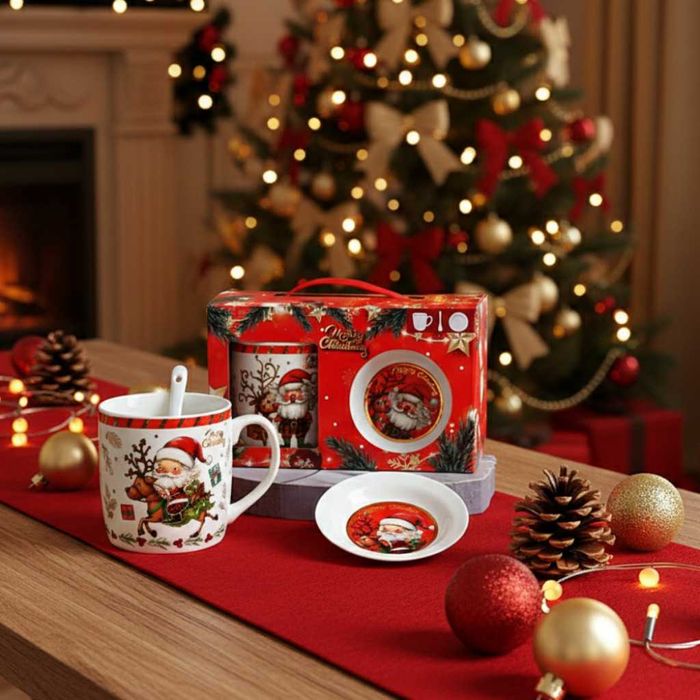 Премиум коледен подаръчен сет – керамична чаша с аксесоари.