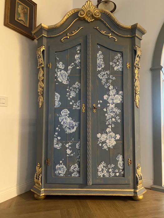 Șifonier lemn masiv recondiționat și pictat