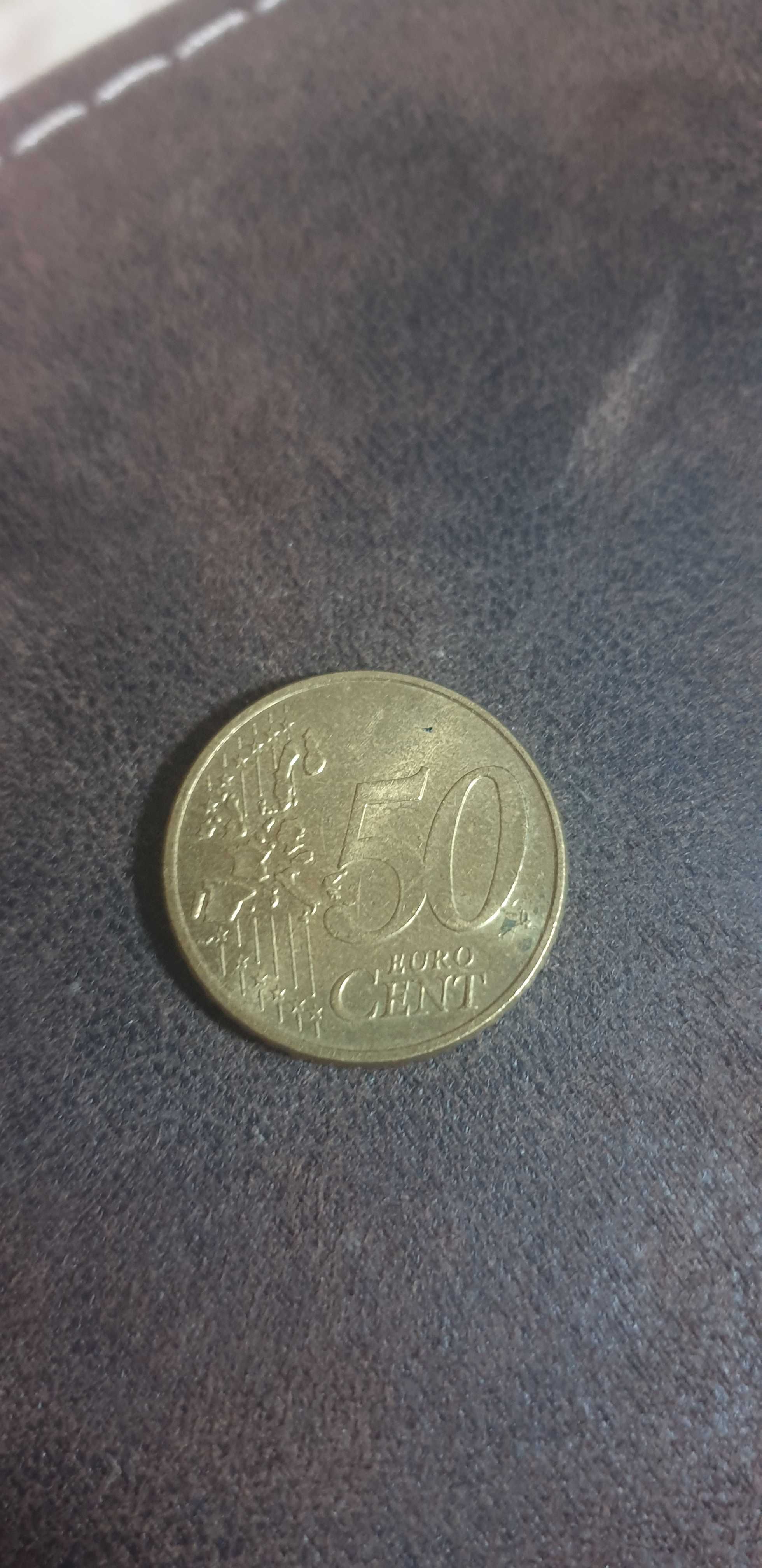 Monedă 50 euro cenți anul 2002