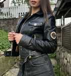 Черно кожено яке Balmain