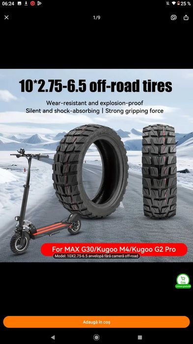 Anvelopa vid 10×2,75 inch trotineta