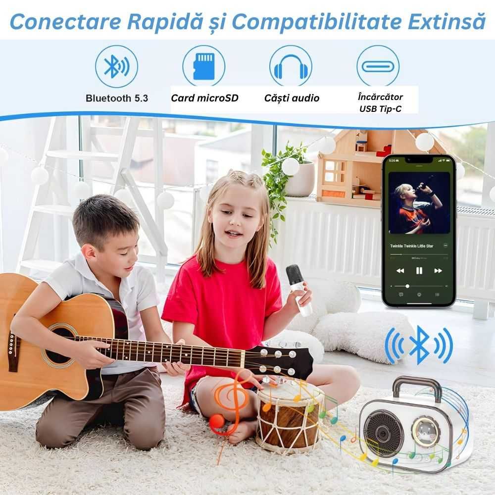 Set 2 Microfoane Karaoke Wireless cu Difuzor Portabil