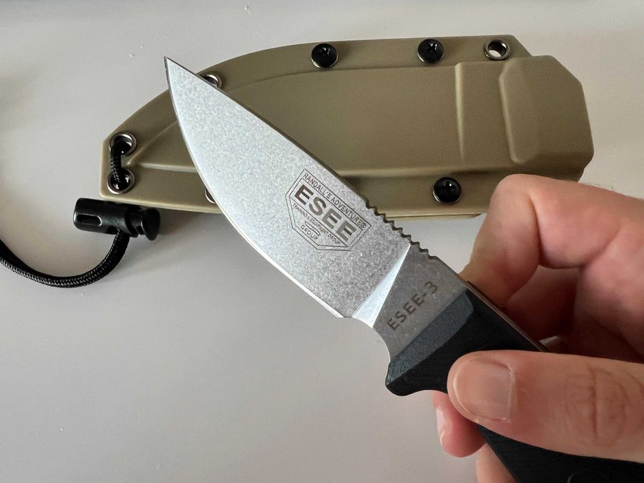 Cutit vanatoare/camping/EDC - ESEE-3, G10, teaca MOLLE bej