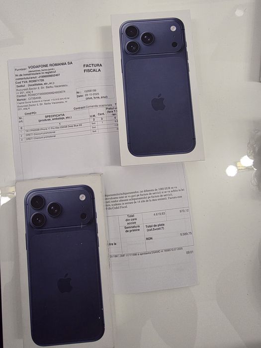 Iphone 17 Pro Max 5G Deep Blue 256Gb NOI Sigilate Factură 2ANI GARANȚI