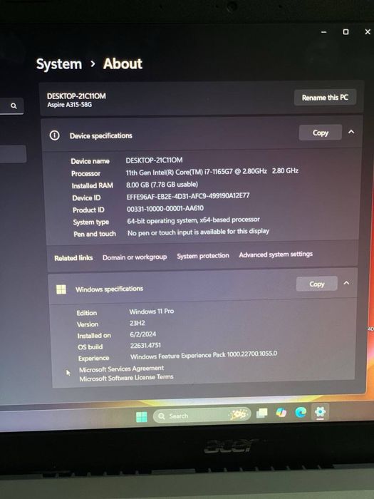 Acer Aspire A315-58G Надёжный ноутбук для учебы, работы и развлечерий!