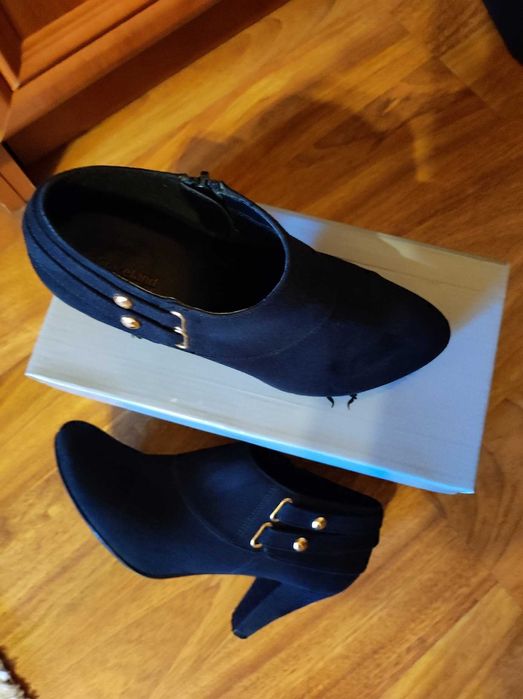 Botine Dama, negre, piele ecologica intoarsa, marimea 38