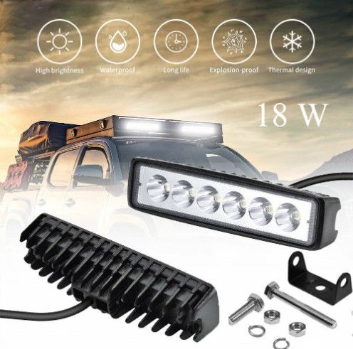 LED бар 18W, 6 диода, 9-30V, водоустойчив, дневна светлина 6*3W.