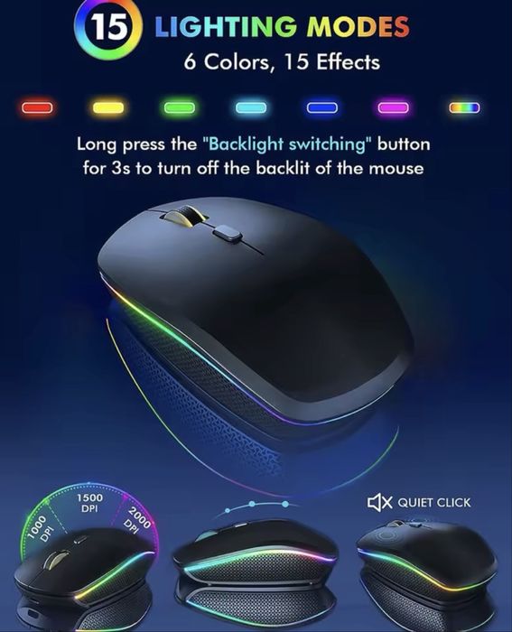 Kit mouse si tastatura RGB wireless USB C alb