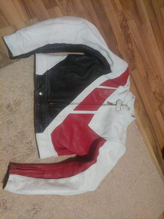 Geaca moto Hein Gericke,piele naturala- rosu,alb,negru ,54