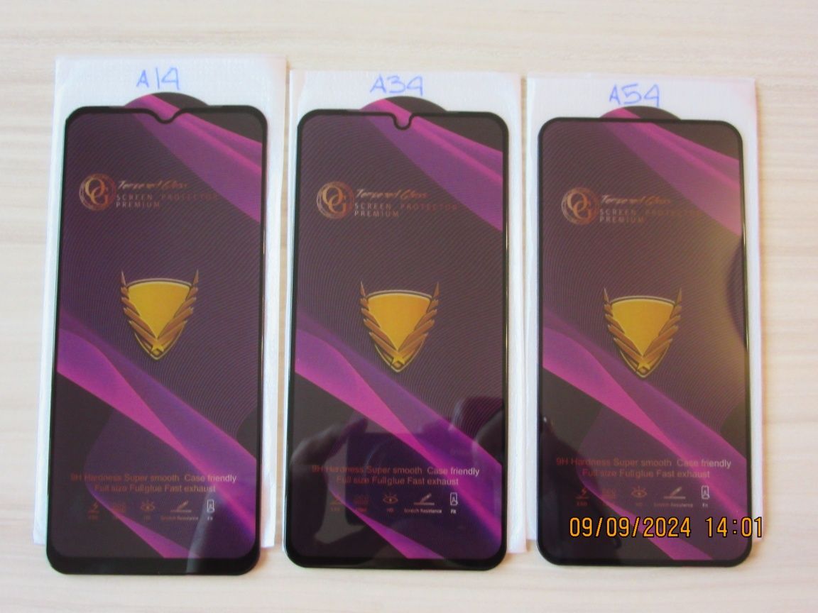 Samsung Galaxy A55 A25 A15 A54 A34 A14 /OG Full Glue Стъклен протектор