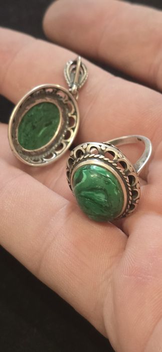 Set din argint Malachit