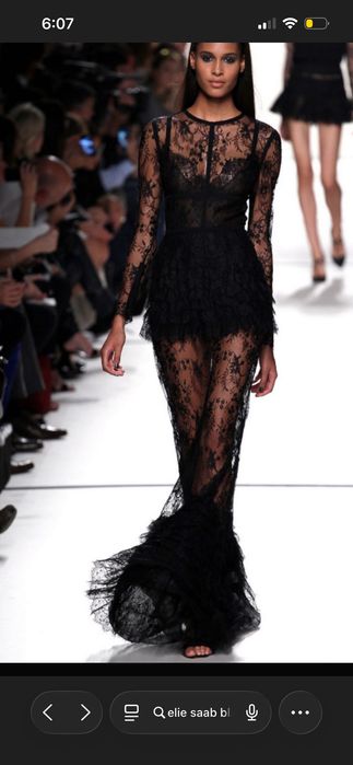 Черна дантелена бална рокля