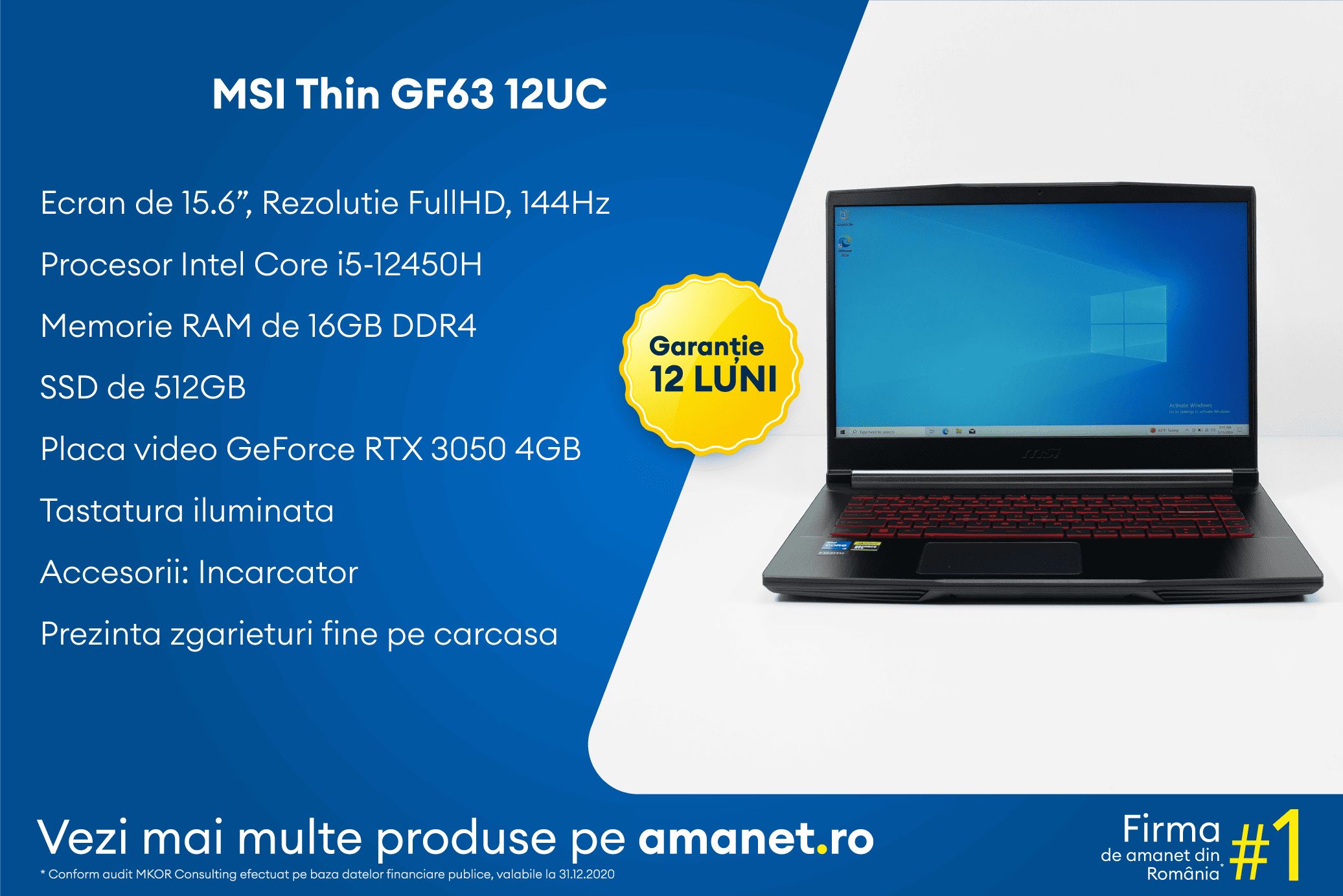 Laptop Msi Thin GF63 12UC - BSG Amanet & Exchange