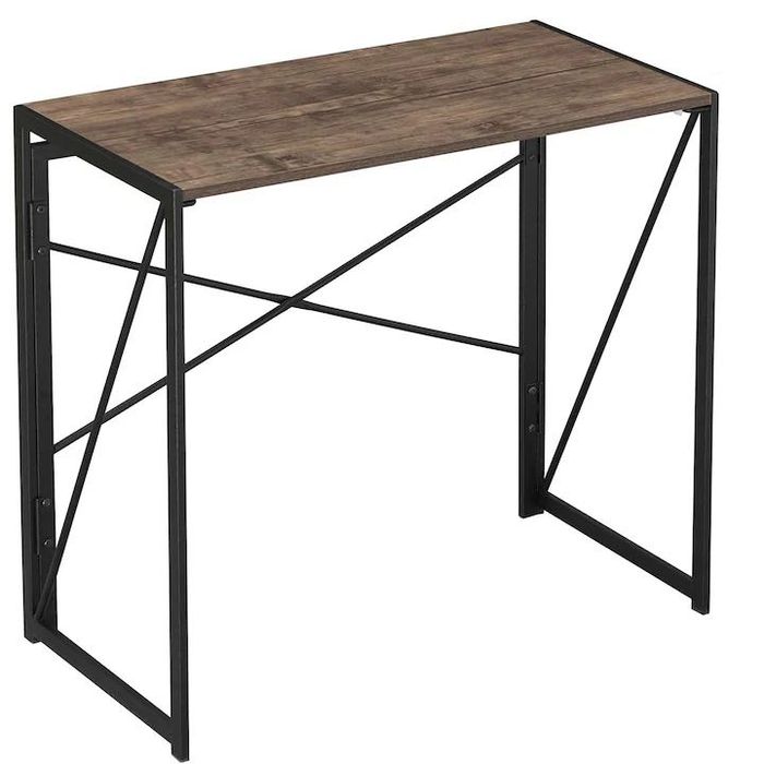 Birou pliabil Coavas, MDF/metal, maro/negru, 100 x 50 x 75 cm