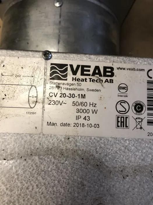 Baterie de incalzire electrica VEAB CV20-30-1M -A-