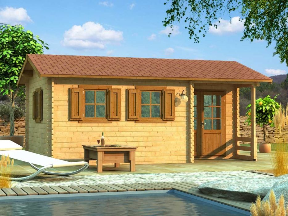 Сглобяеми дървени преместваеми къщи масив 22м2 - дървени бунгала масив