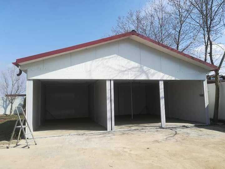 Casa modulara si garaje auto pe structura metalica si panou sandwich