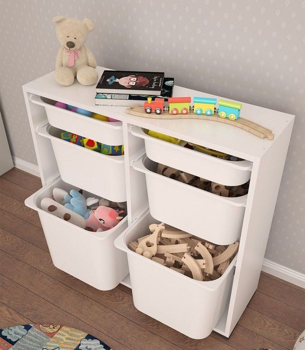 Шкаф за Играчки с 6 Кошници – Многофункционално Решение за Ред