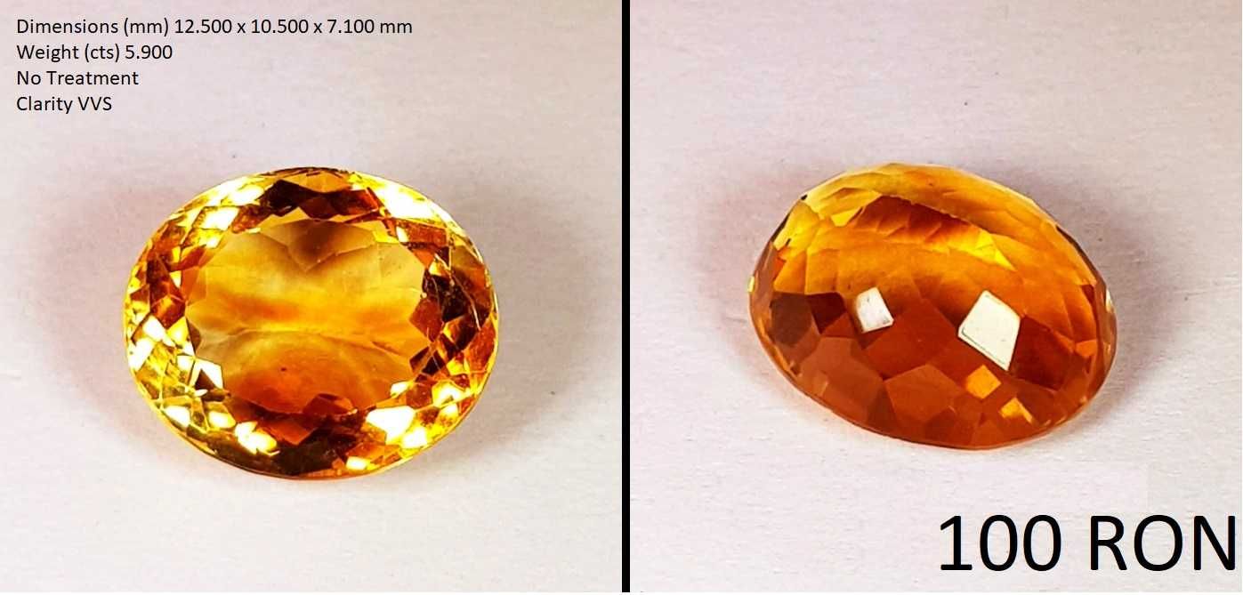 Citrina naturala 5 - 8 ct Origine : Madeira   aur argint diamant 18k