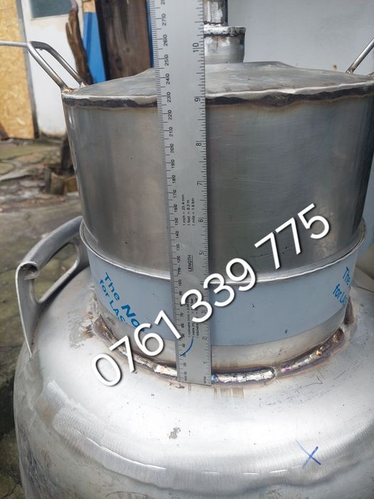 Cazan de făcut tuica confecționat din butoi de bere de inox alimentar