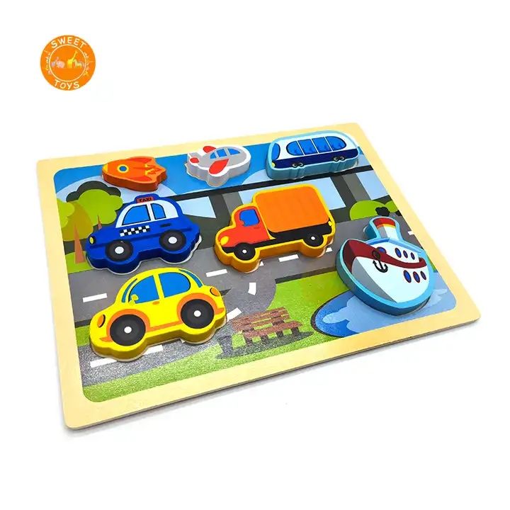 Puzzle tip Montessori educational din lemn Mijloace de transport  NOU