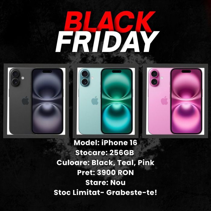 Black Friday!!! iPhone 16 256gb Black/Teal/Pink Neverlocked/Garantie