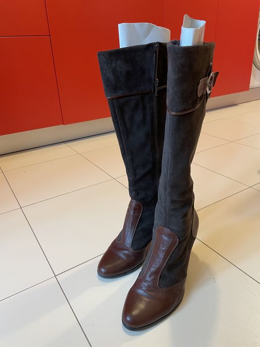 Cizme de dama din piele intoarsa mar 39 cu toc