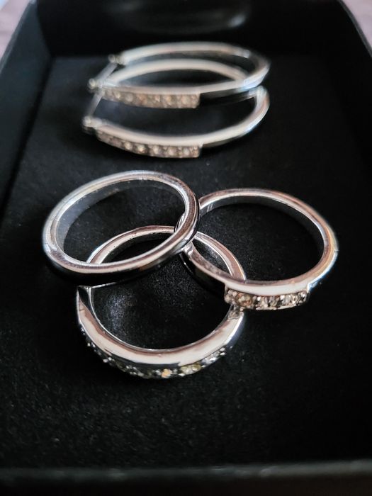 Комплект пръстени и обеци Black Enamel