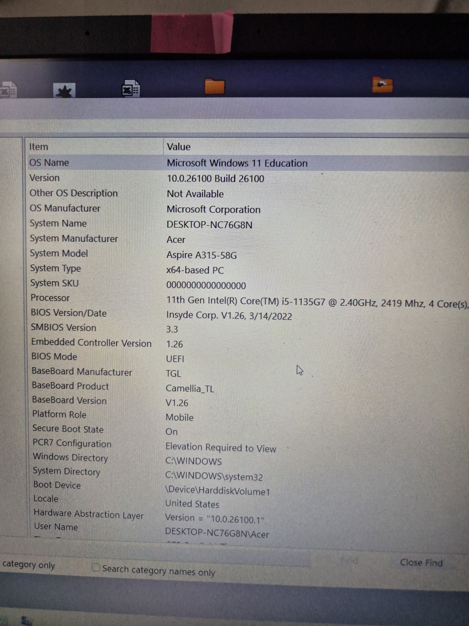 Laptop Acer aspire 3