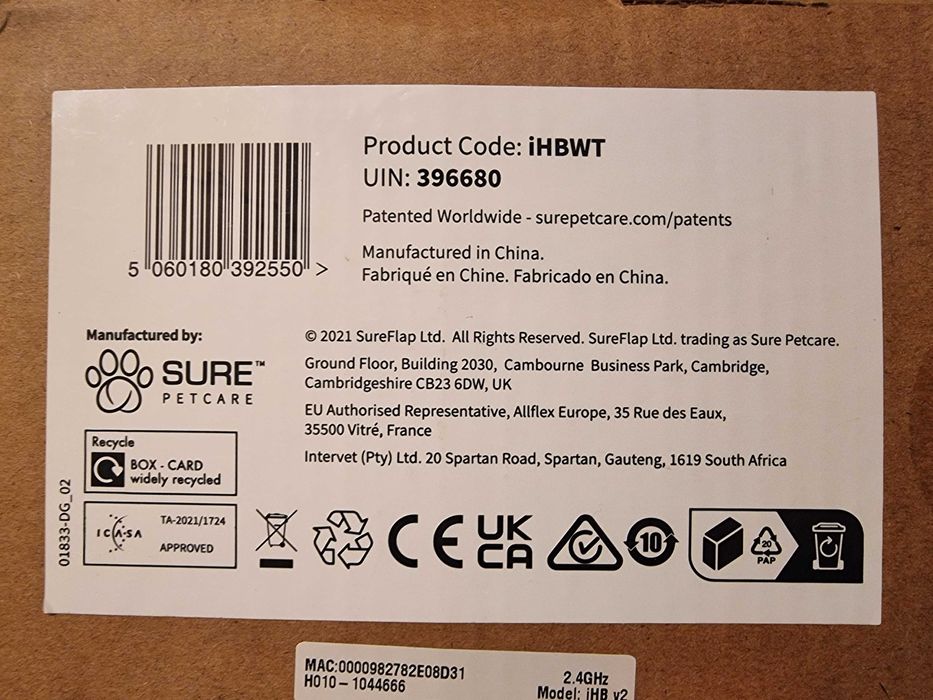 wireless reciever ihbwt sureflap sure petcare cat door controller