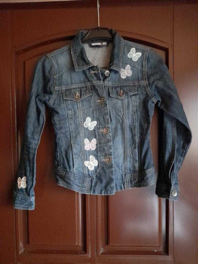 Jacheta blugi dama, geaca denim personalizata, unicat, marimea S - M
