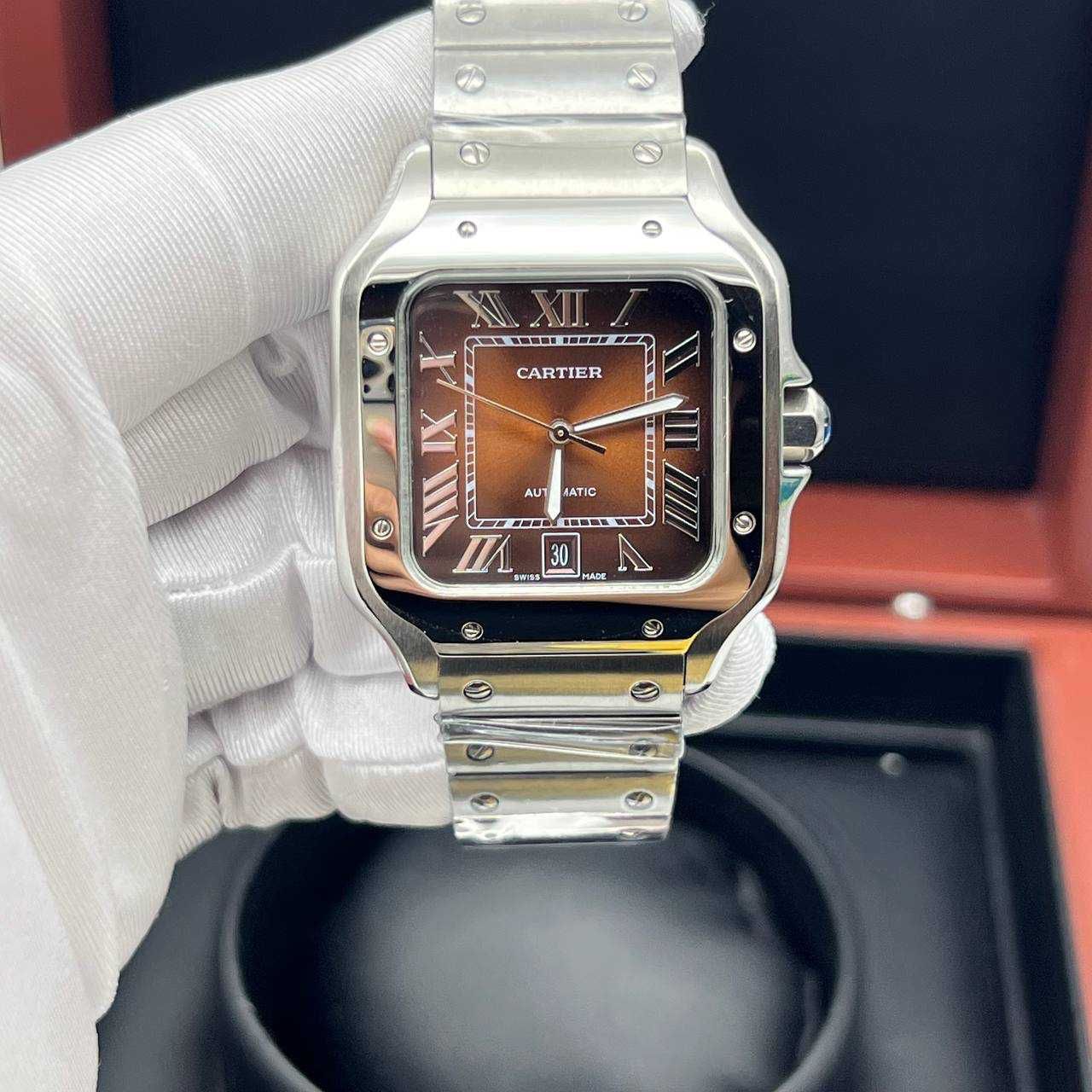 cartier santos 100 bronw dial