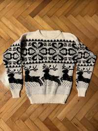Bluza tricotata jacard cu reni, marimea S, stil H&M