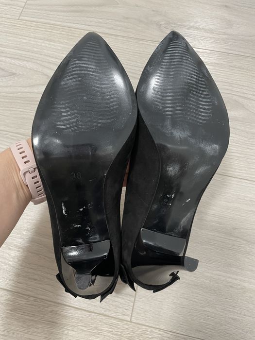 Pantofi piele intoarsa negri 38 NOI