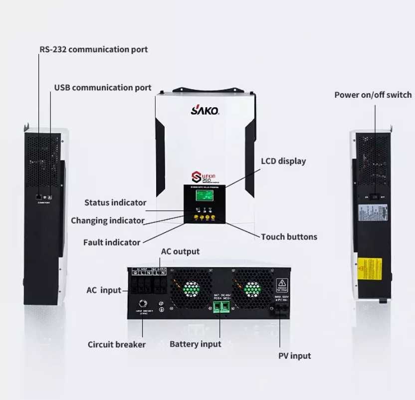 Invertor Hibrid 2 ÎN 1 Controler Incorporat UNDA PURA 3.5 KW