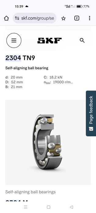 Rulment SKF 2304 E-2RS1TN9