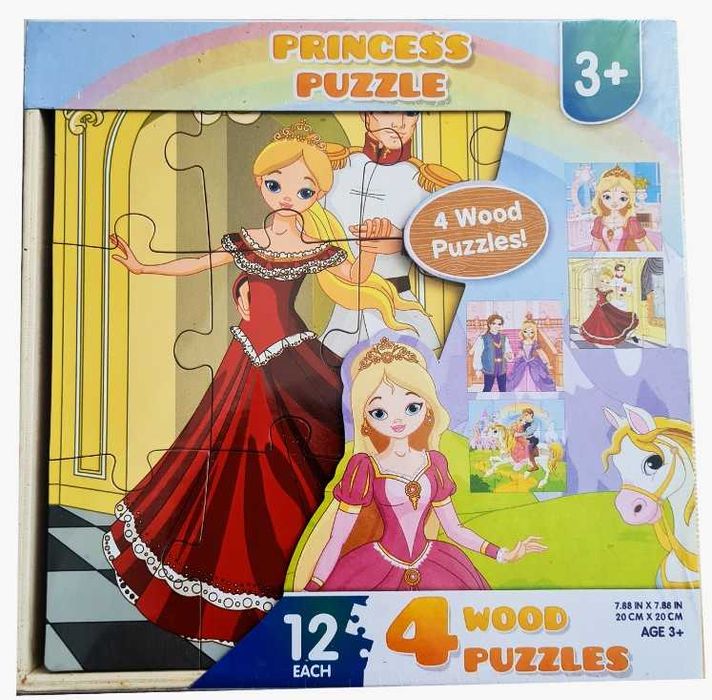 Puzzle printese - 4 puzzle-uri din lemn x 12 piese