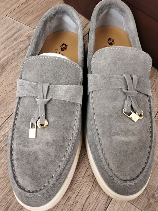 Лоферы граффит замша