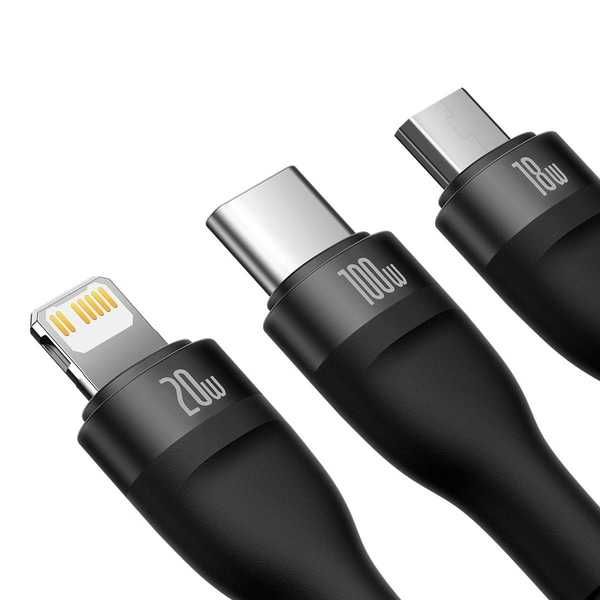 Кабел Baseus 3в1  USB-C към USB-C/micro USB/Lightning 100W 1.5м