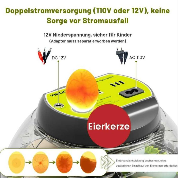 Incubator pentru 8 ouă cu întoarcere automată