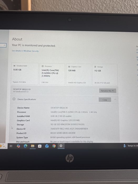 Laptop HP 12,5 inch•ideal diagnoza auto/service•i5-6th gen•bateria 5h