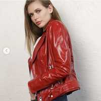 Женская Кожаная куртка, Красная, Турция, 42-44 размер