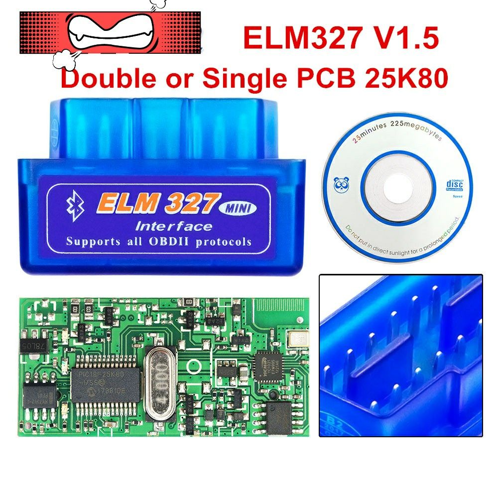 ELM327 OBD-II сканер 1.5 версия двухплатовый 25к80
