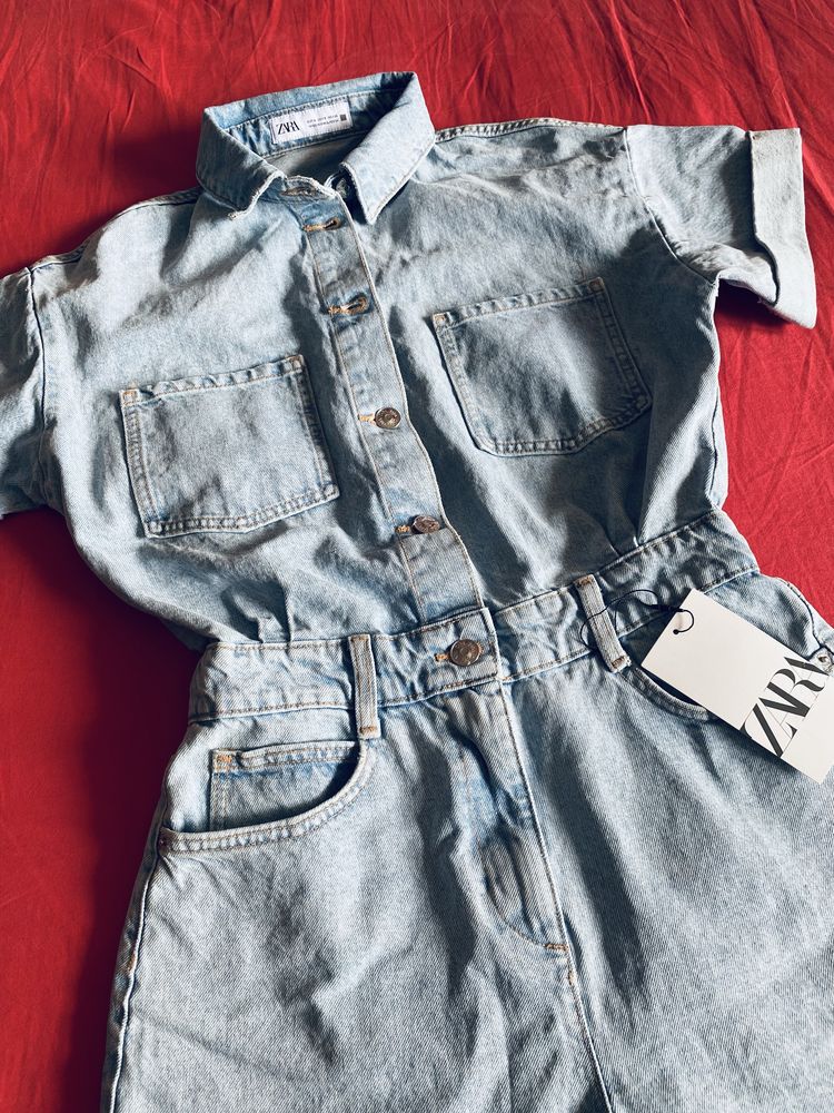 Дамски дънков гащеризон ZARA