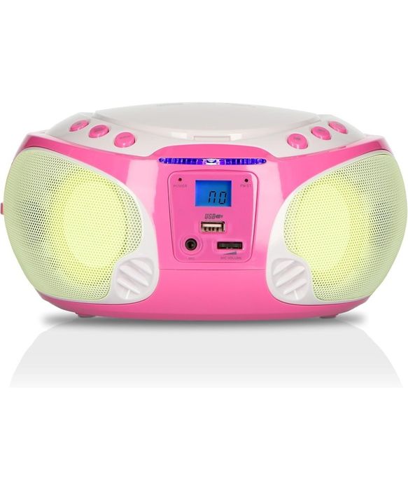 Radio portabil cu CD, USB, roz, Lenco SCD-650