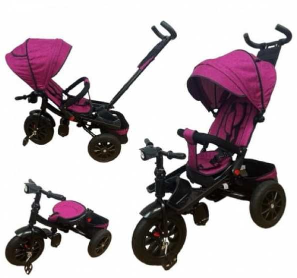 Tricicleta copii 4in1 , scaun rotativ,spatar reglabil,roti CAUCIUC
