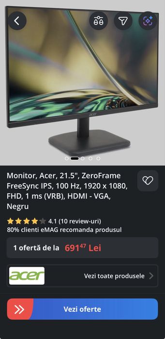 Vand monitor acer 100Hz