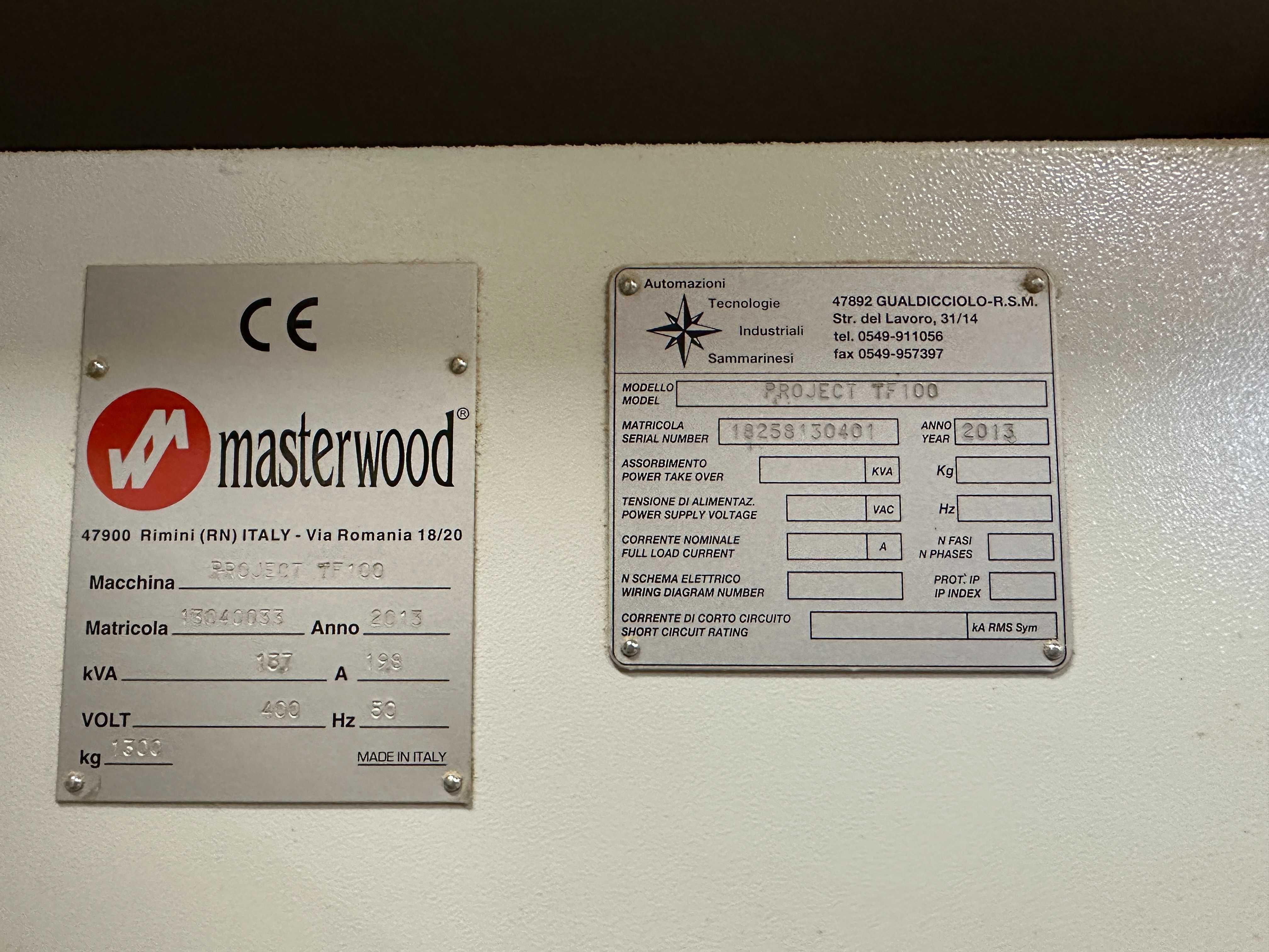 CNC Център MASTERWOOD Project TF 100 2013 Година