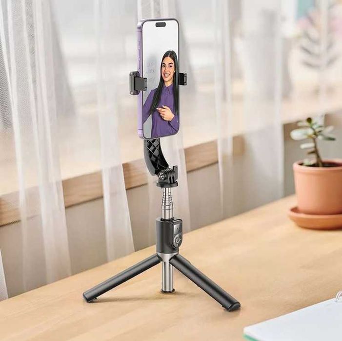 Suport Stand, tip Selfie telefon, 2 in 1, Telescopic cu telecomanda BT